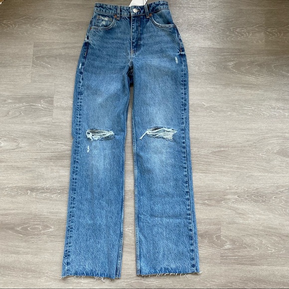 Zara Hi Rise Full Length Wide Leg Jeans - Picture 7 of 11